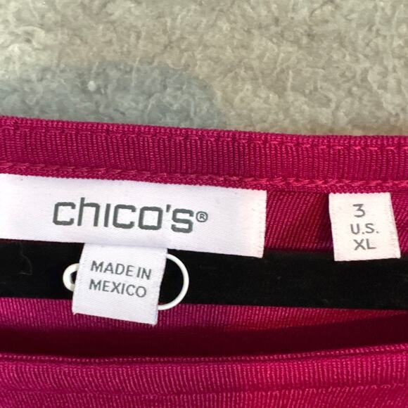 Chico's Travelers Women's Fuchsia Top Knot Hem XL Wrinkle Free Liquid Knit - Picture 5 of 6